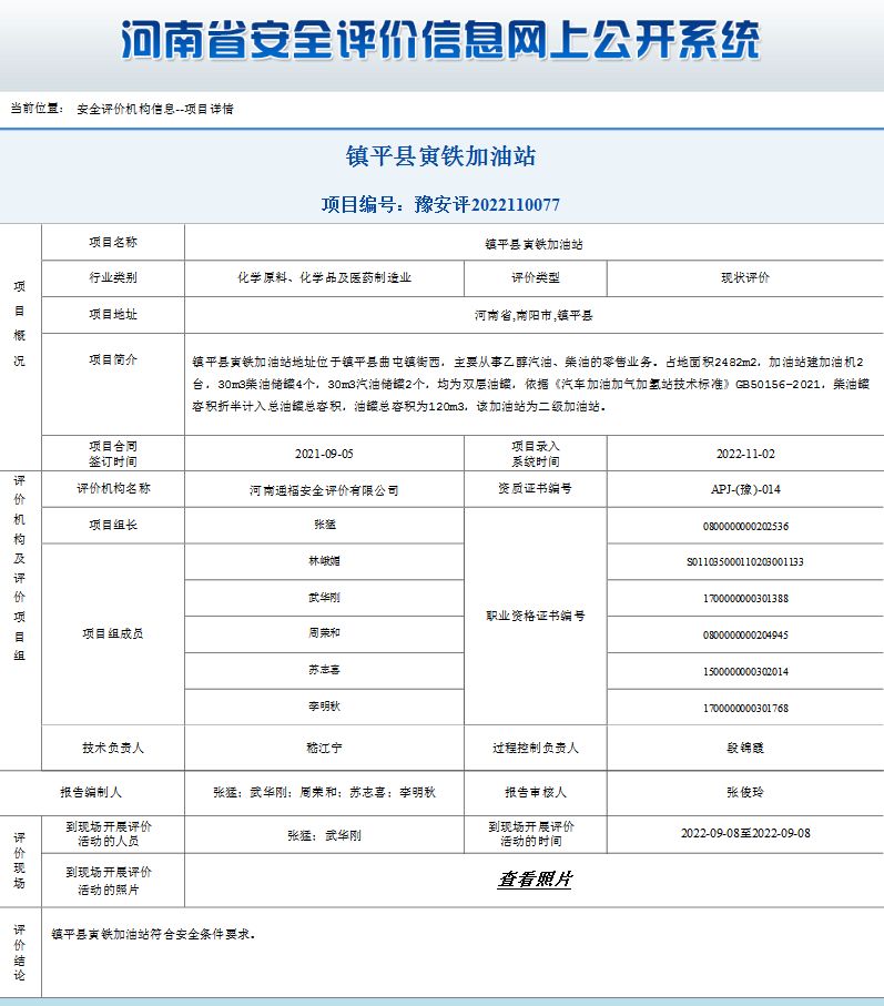 镇平县寅铁加油站现状